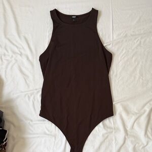 Express Brown Body Contour Sleeveless Bodysuit